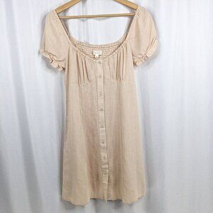 Beceel Women's Dress Size Small Beige Button Down Off Shoulder Smocked